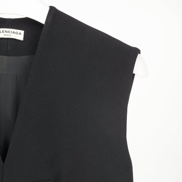 Balenciaga Black Crepe Back-Pleat Sleeveless Dress - Picture 4 of 9